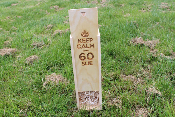  Chompboards.com - [product_type ] - 'Keep Calm Birthday & Name' Single Personalised Wooden Wine Gift Box