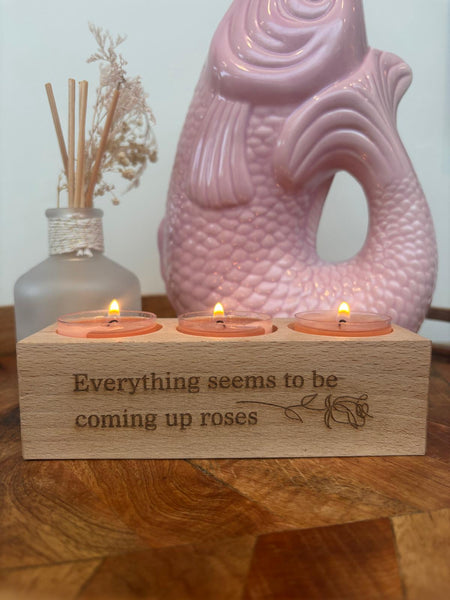 Personalised Song Lyrics Engraved Wooden Tealight Holder