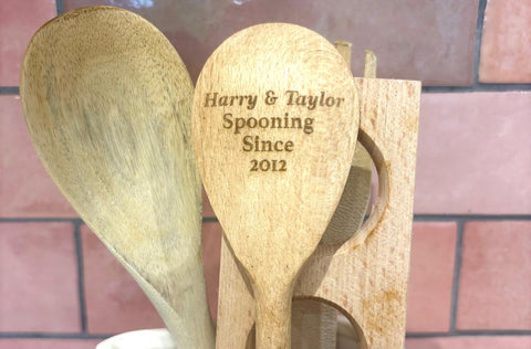 'Couples Spooning Since YEAR' Personalised & Engraved Wooden Spoon