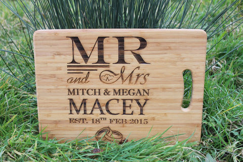  Chompboards.com - [product_type ] - 'Wedding Rings MR & MRs' Personalised Chopping Board