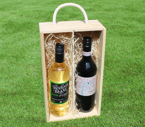  Chompboards.com - [product_type ] - 'Family Name & Wedding Date' Double Rope Handle Personalised Wooden Wine Gift Box