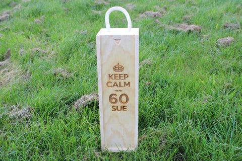  Chompboards.com - [product_type ] - 'Keep Calm Birthday & Name' Single Personalised Wooden Wine Gift Box