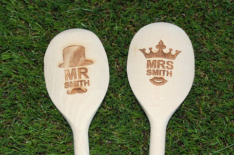  Chompboards.com - [product_type ] - 'Mr & Mrs Surname' Personalised Wooden Spoon Set