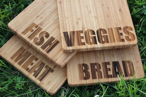  Chompboards.com - [product_type ] - 'Fish, Meat, Bread, Veggies' Personalised Chopping Boards (Singles or Set)