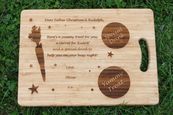 'Christmas Eve, Santa & Rudolph' Personalised & Engraved Board / Serving Tray / Plate