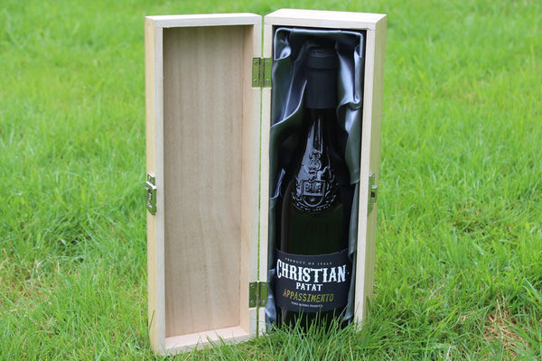 'Christmas (Stars, Trees & Baubles)' Hinged Single Personalised & Engraved Wooden Wine Gift Box