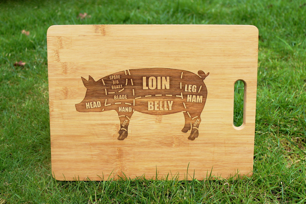 'Pork / Pig Butcher Meat Cuts' Personalised & Engraved Chopping Board