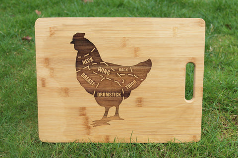 'Chicken / Hen Butcher Meat Cuts' Personalised & Engraved Chopping Board