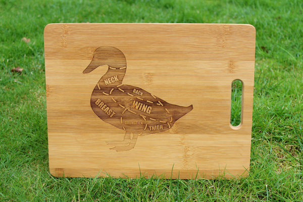 'Duck Butcher Meat Cuts' Personalised & Engraved Chopping Board