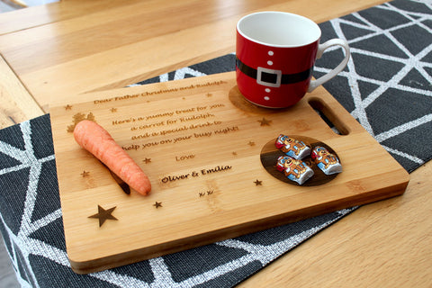 'Christmas Eve, Santa & Rudolph' Personalised & Engraved Board / Serving Tray / Plate