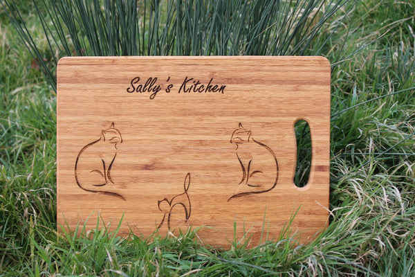  Chompboards.com - [product_type ] - 'Three Cool Cats' Personalised Chopping Board
